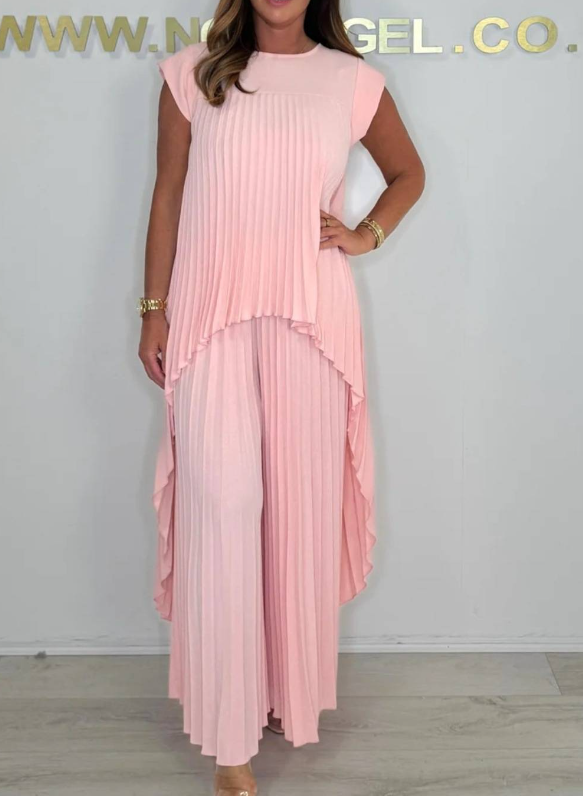 Sherry™ Pleated Midi Top & Wide-Leg Pants Set | Elegant Two-Piece Set