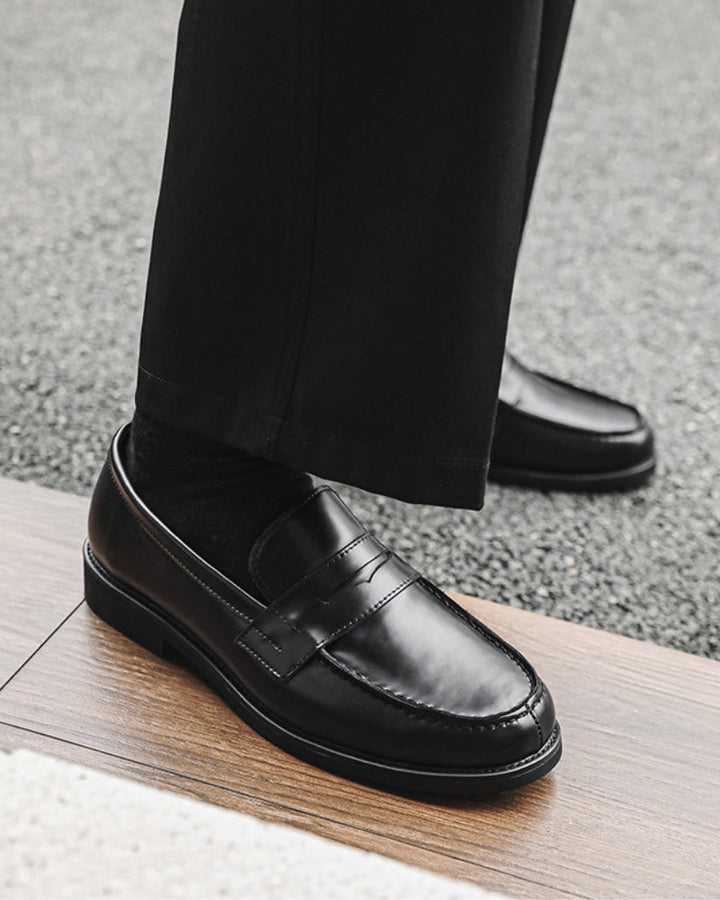 JASPER | Leather Black Penny Loafers