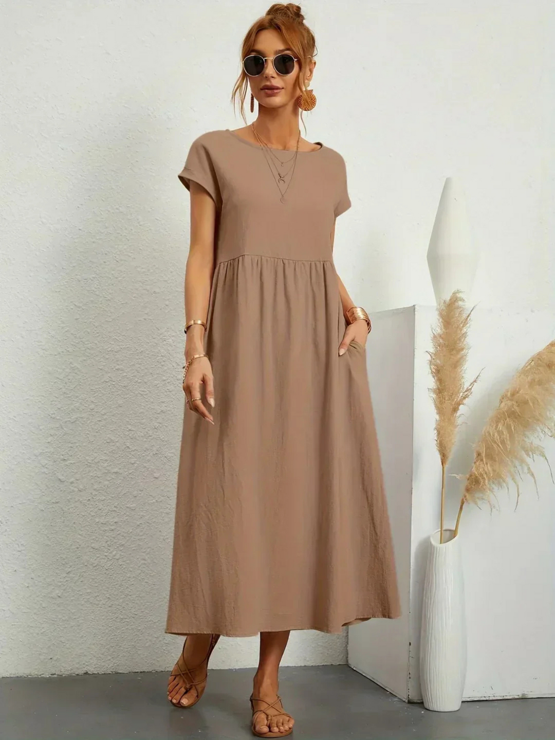 Blush™ | Elegant Round Neck Dress