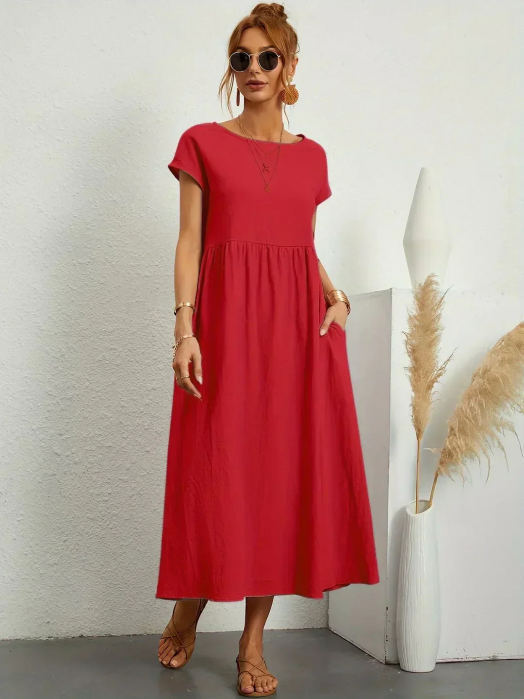 Blush™ | Elegant Round Neck Dress