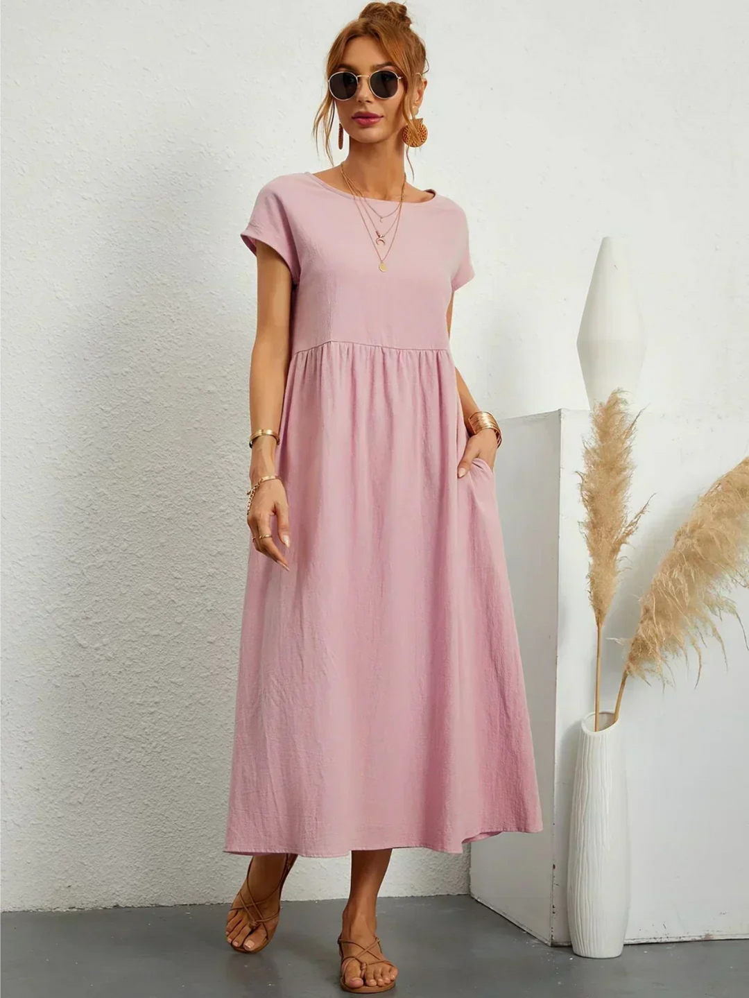Blush™ | Elegant Round Neck Dress