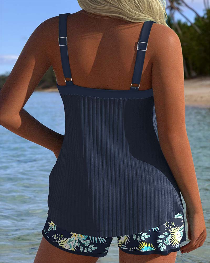 Blythe | Belly-Covering Navy Tankini Set